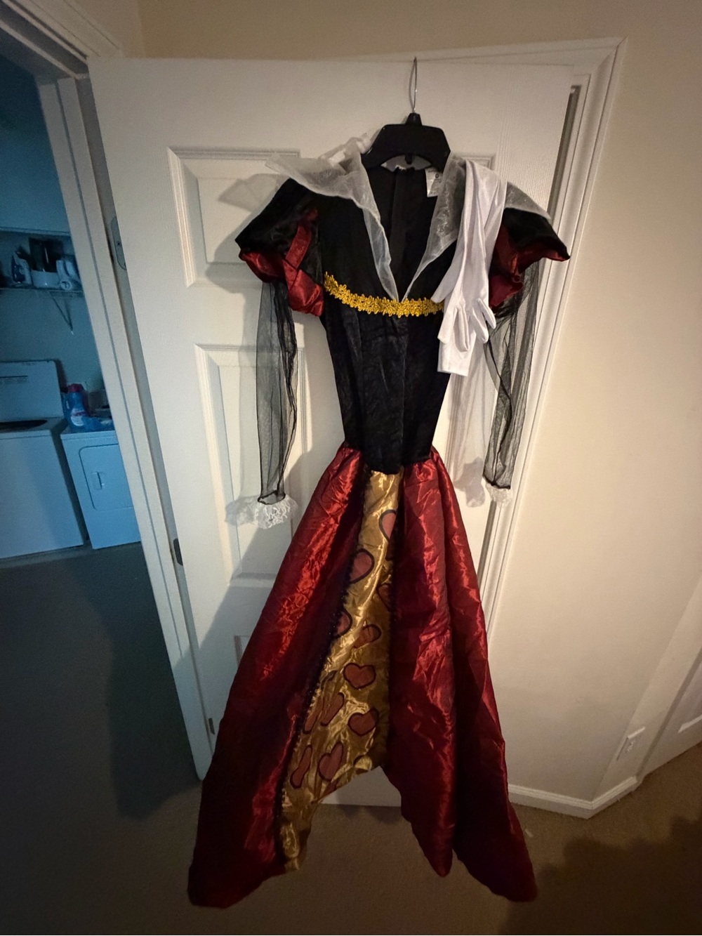 Queen of Hearts Halloween Costume with Black Bodice